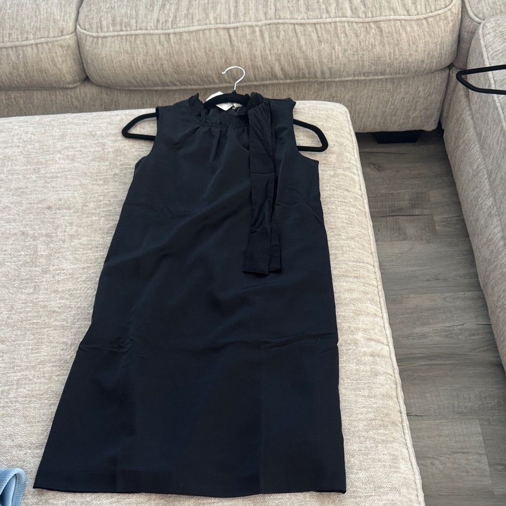 J. Crew Black Midi Dress with Bow Detail